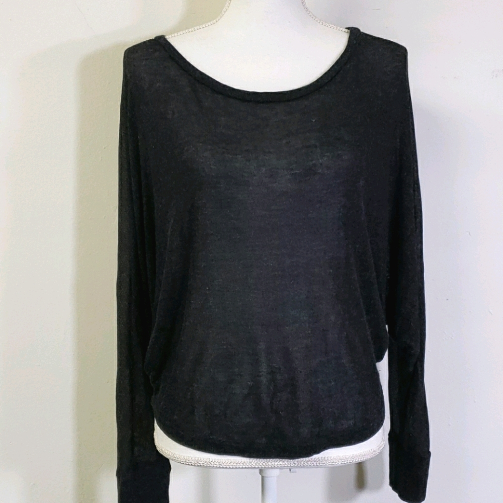 Black Thin Drape Knit Top Sweater